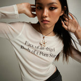 MESH TOP LONG SLEEVE_WHITE