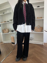 シャイニングベルベットブラックバンディングロングトレーニングパンツ (Black)