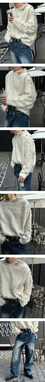 [Unisex] Wool hair button knit(3color)