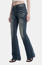 Vintage Washed Bootcut Denim Jeans