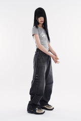 Milo snap wide denim pants
