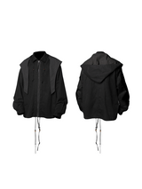RELABEL Spatial Relationship (Positive and Negative) Beaded Pleated Washed Multi-coloured パッチワークダブルプルタブ取り外し可能なフードシャツ