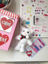 white cat carol keyring
