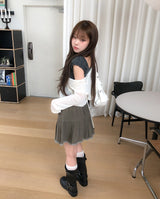 モナット フリンジプリーツデニムスカート