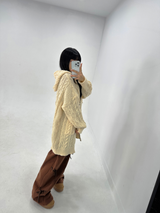 (KNIT DRESS + ZIP-UP) ソフトルーズフィット2WAYケーブルフードニット - 2 COLOR
