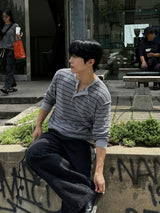Cut line reverse denim pants