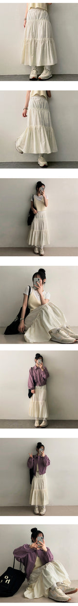 Beads banding cancan long skirt