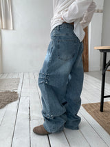 Side rivet wide denim pants(3color)