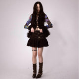 SHEISSHE/MULTIPLE-ZIPPER LACE SHORT SKIRT