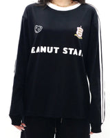 PEANUT STAIN - 4ストライプス アーム ブラック ボクシー ロングスリーブ Tシャツ