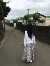 Maple Check Banded Shirred Skirt (3c)