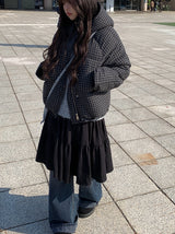 25FW★ [MADE] Odin Check Hood High Neck String Padding