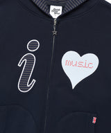 I LOVE MUSIC ジップアップフーディー ネイビー(CV2FFUM481A)