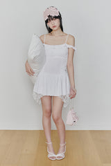 ペタルラッフルドレス white