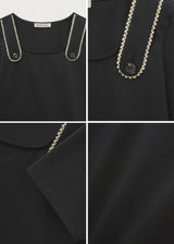ボタンストラップTシャツ (Navy)