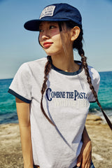(W) ベルベットレタリングリンガーTシャツ
