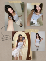 Romance Flower Shirring Sleeveless Top