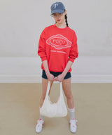 Lace Applique Sweatshirt - Bright Red