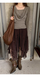 Cozy Soft Shirring Long Sleeve T-shirt