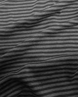 Shirring Henley Neck Long Sleeve Stripe Charcoal