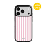 【MADE】パステル ストライプ ピンク アイフォン ケース [Glossy Glass/Magsafe]