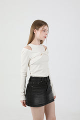 レイヤードツイストTシャツノースリーブセット Beige