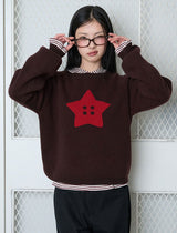 STAR BUTTON KNIT - BROWN