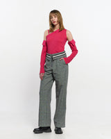 Detachable Sleeve One Shoulder Top _ PINK