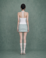  Lace Fan Halter Top #White(白)