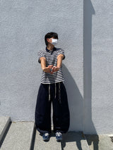 リオストライプ半袖カラティ 2C