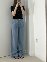 Loewe Ribbed Button Collar Short Sleeve Knit