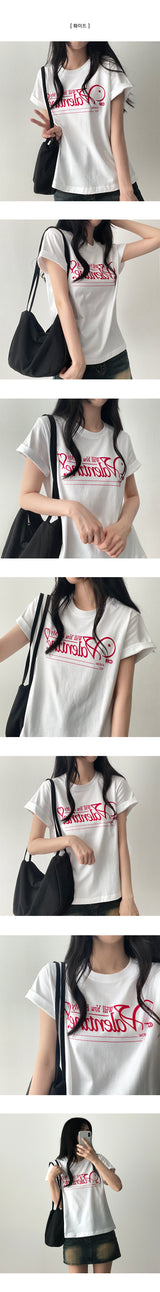 lentie lettering short-sleeved T-shirt
