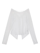 サンオフ アンバランス ホワイト 長袖Tシャツ