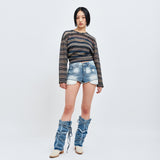 SEE-THROUGH CRAFT KNIT PULLOVER BLUE