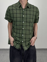 Linen check half shirts