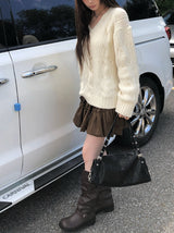 Search Leather Vintage Eyelet Buckle Shoulder Bag