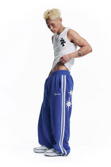 Star Piping Track Balloon Sweat Pants - Blue