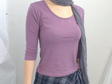 U-Neck Three-Quarter Slim Line Cotton Top