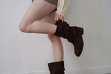 Suede buckle boots_brown