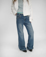 STITCH BOOTCUT DENIM PANTS