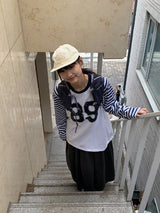 ライアンプリンティングボーダーオーバー長袖Tシャツ