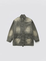 Washed High-Neck Field Jacket_Khaki