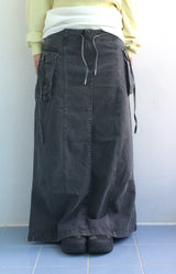 Vintage pocket washed long skirt