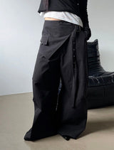 Belted layered wide pants(3color)
