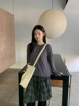 Cupid Check Banding Midi Skirt