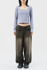 Pasrty Brown Washed Denim