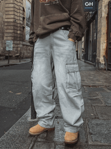 パファーバルーンハーフバンドデニムパンツ