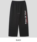 Point lettering brushed wide pants