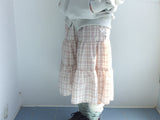 cream checkered pocket skirt