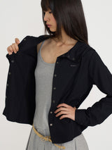 SNAP HOODIE SHIRT (BLACK)